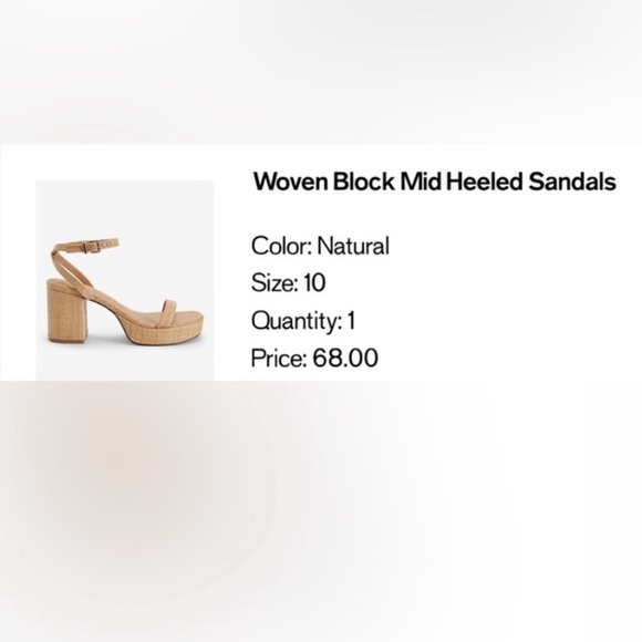 Express Woven Block Mid Heeled Sandals - Natural - Picture 2 of 5